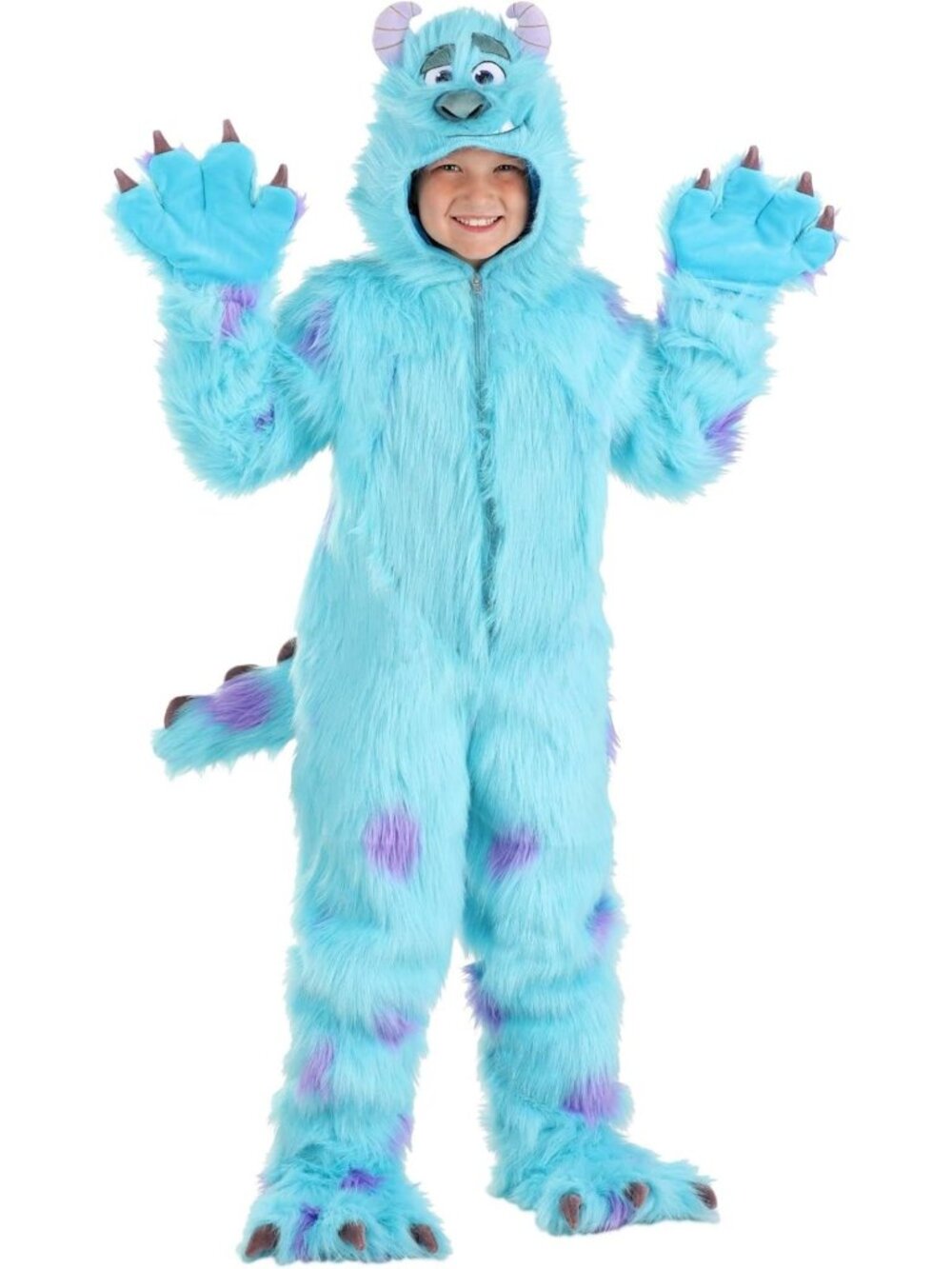 Adorable Kid's Hooded Sulley Monster Costume for Halloween & Dress-Up Fun